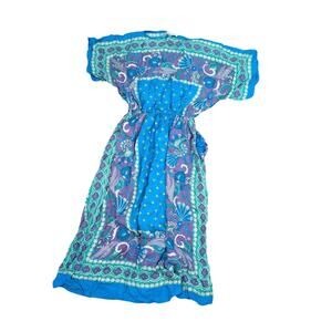 Vintage Dorothy Bullitt Silk Kaftan Multicolor Pockets Womens 10